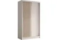 Beautysofa Kleiderschrank Moderner stilvoller eleganter Kleiderschrank mit Schiebetür HELIOS (Moderner Schwebetürenschrank mit Lamellen, Kleiderschrank) In verschiedenen Breiten erhältlich