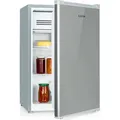 Klarstein Delaware Kühlschrank, 76 Liter Fassungsvermögen, 2 flexible Glasböden, Gefrierfach: 4 Liter, Flaschenfach bis 2 Liter, Silber / Grau - Silber