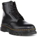 Dr Martens Rikard Herren Glatt Leder Schnürung Plattform Stiefel Schwarz – 9,5 UK - 44 EU - 10,5 M US / Schwarz - Schwarz - 44