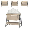 Kikka boo Beistellbett Nanna, 2 Matratzen, Schaukelstangen, Moskitonetz, Räder, Farbe: Beige
