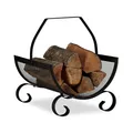 Kaminholzkorb schwarz Feuerholzkorb Holztragekorb Aufbewahrungskorb robust