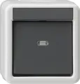 Gira Wechselschalter Schalter Aufputz grau IP44 beleuchtbar 310630