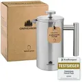French Press 0,6 L Edelstahl | Kaffeebereiter Kaffeepresse mit Thermo Effekt | Inkl. 3 Ersatzfilter