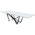 DELIFE Esstisch Edge, Keramik Laminam®Statuarietto Weiß 300x100cm Spider Flachstahl Edelstah weiß Gerade Kante Rechteck | 300 cm x 76 cm x 100 cm