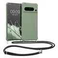 kwmobile Necklace Case kompatibel mit Google Pixel 8 Pro Hülle - Cover mit Kordel zum Umhängen - Silikon Schutzhülle Graugrün