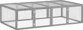 PawHut Freilaufgehege Freigehege Holz, 181 x 100 x 48 cm, Hasenstall mit Doppeltür, Kleintiergehege Kleintierstall für Zwergkaninchen, Meerschweinchen, Kleintiere Grau