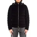 MONCLER Daunenjacke Jacke Bomber mit Abnehmbare Kapuze Zwei-Wege-Reißverschluss, Verstellbare Ärmelbündchen, Logoaufnäher schwarz XXL