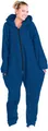 PEARL basic Einteiler Schlafanzug: Jumpsuit aus flauschigem Fleece, blau, Größe XXL (Overall Schlafanzug)