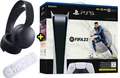 Sony Playstation 5 Digital Edition(OHNE LAUFWERK) mit FIFA 23 DLC + Sony Pulse 3D Kopfhörer und Sony Medienfernbedienung PS5