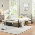 [en.casa] Metallbett Florenz 140x200cm mit Kopfteil Pulverbeschichtet Lattenrost Schlafzimmerbett Doppelbett Bett Schwarz