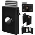 dwnkove Kartenetui Herren, Slim Wallet mit Magnetverschluss, Pop-Up Smart Wallet und Kreditkartenetui aus Leder für 9 bis 14 Karten, Wallets for Men and Card Holder (Airtag Wallet, Airtag-Schwarz)