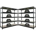 PROREGAL Mega Deal 2x Profi Schwerlastregal Rhino HxBxT 200x200x60cm 5 Spanplatten-Ebenen 8mm Fachlast 500kg Schwarz