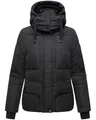 Navahoo Damen Winterjacke warme Steppjacke mit warmem Fleece-Futter und Abnehmbarer Kapuze Zauberlicht 14 Black Gr. M