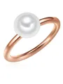 Valero Pearls Damen-Ring 925/- Sterling Silber rosévergoldet Süßwasser-Zuchtperle Button 8 mm weiß - Modern-Ring für Frauen Perlenring Roségold-Farben