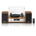 Lenco MC-160WD Stereoanlage mit Plattenspieler – DAB+/FM-Radio, Bluetooth 5.0, MP3-Encoding von Vinyl auf USB, Riemenantrieb, 3 Geschwindigkeiten, 2x10W Holzlautsprecher, Fernbedienung
