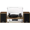 Lenco MC-160 WD - Plattenspieler - Bluetooth - DAB+ - 2x10 Watt - schwarz/braun