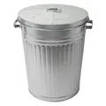 Zink Abfalleimer mit Deckel - 55 Liter - Metall Garten Outdoor Mülleimer silber
