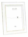 Deknudt Frames - Holzrahmen in Weiß mit Außenrand in braunfarbe - für Bild 15 x 20 cm - Weiß - Fotorahmen - S221H1 - zum aufhängen oder zum aufstellen