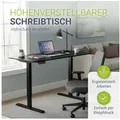 Juskys Schreibtisch Office Stand, 140 x 60 cm, elektrisch verstellbar, Headset-Halterung, Kabelführung schwarz 140 cm x 72 cm x 60 cm