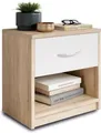 Nachtkommode Nachttisch weiß/Holz Dekor ca. 39/41/28 cm mit Schubkasten und A...