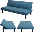 Schlafsofa MCW-J17, Couch Klappsofa Gästebett Bettsofa, Schlaffunktion Stoff/Textil 165cm türkis-blau
