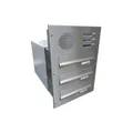 B-042 3er Durchwurf-Briefkasten mit Sprechsieb V2A-Edelstahl Mauerstärke 39-62cm