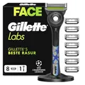 GilletteLabs Rasierer Herren mit Reinigungselement, UEFA Champions League Special Edition, Nassrasierer — Inkl. 1 Handstück, 8 Ersatzklinge mit Magnetischem Dock — Edelstahl, Schwarz
