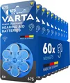 60 x Varta Hearing Aid Batteries 675 PR 44 1,45 V