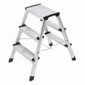 Hailo Trittleiter D60 StandardLine, Klappleiter, Aluminium, Silber, 2 x 3 Stufen