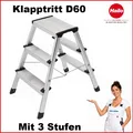 Hailo 3-Stufen Alu Klapptritt mit Anti-Rutsch-Riffelung bis 150 kg # 4443701