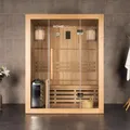HOME DELUXE Sauna "Skyline L", inkl. 4.5 kW Saunaofen mit integrierter Steuerung, für 3 Personen - beige