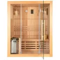 HOME DELUXE - Traditionelle Sauna - Skyline L - 120 x 150 x 190 cm - für 2-3 Personen, Hemlocktanne, inkl. Saunaofen, Saunazubehör I Dampfsauna A... - Naturbelassen