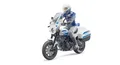 bruder 62731 - Bworld Scrambler Ducati Polizeimotorrad & Polizist - 1:16 Wachtmeister, Einsatzfahrzeug, Einsatzleitstelle, Polizeistation, Spielzeug, Blau / Weiß