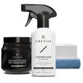 CREVIVE Lederreiniger 250 ml & Leder Reparatur Set Schwarz 300 ml - Lederpflege Auto - Lederreparatur Sofa - Autositz Reparatur