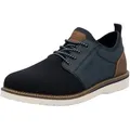 Slip-On Sneaker RIEKER, Herren, Gr. 41, bunt (nachtblau, braun), Textil, Lederimitat, sportlich, Schuhe, Slipper, Schlupfschuh, Freizeitschuh mit praktischer Anziehlasche