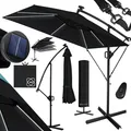 KESSER Ampelschirm Holly Sonnenschirm Rechteckig mit und ohne LED Solar inkl. Abdeckung + Windsicherung mit Kurbel Kurbel-Schirm mit Ständer UV-Schutz Aluminium Wasserabweisend Ø350cm Gartenschirm