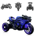 Moni Kinder Elektromotorrad Ninja, drei Kunststoffräder, LED-Beleuchtung, Mp3 blau
