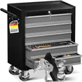 MASKO® Werkstattwagen rollbar 5 Schubladen abschließbar, mobiler Rollwagen zur Werkzeugaufbewahrung mit Schloss & Kugellager-Schubladen, Stabiler Werkstatt Trolley aus massiven Metall, Schwarz/Grau