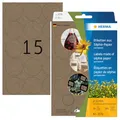 HERMA 2076 Vielzweck-Etiketten aus Graspapier rund, 24 Blatt, Ø 32 mm, 15 Stück pro Bogen, 360 Aufkleber, selbstklebend, Haushaltsetiketten zum Beschriften, Silphie-Papier Klebeetiketten, natur-braun