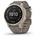 Garmin Fenix 6S 42 mm beige am Velours Armband grau [Pro Solar Edition]