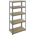 pro-bau-tec Schwerlastregal 10074, 5 Holzböden, 265kg Fachlast, grau, 180 x 90 x 45cm