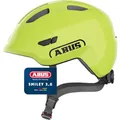 ABUS Kinderhelm Smiley 3.0 - Fahrradhelm mit tiefer Passform, kindergerechten Designs & Platz für einen Zopf - für Mädchen und Jungs - Gelb Glänzend, Größe M