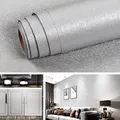 Livelynine Grau Tapete Schlafzimmer Modern Selbstklebende Tapete Badezimmer Wasserfest Selbstklebend Wandtapete Wohnzimmer Silber Klebe Tapete Grau Muster mit Seidenfaden 40CMx2.05M