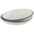 APS 98670 Tiefe Teller 2er Set -EMAILLE- Ø 22 cm, H: 3,5 cm, emaillierts Stahlblech, Farbe: cremeweiß mit grauem Rand