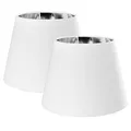 Navaris 2x Lampenschirm Tischlampe E27 rund - 16,2x15,3x22cm - Lampenschirme für Tischlampen Set - E 27 Leuchtenschirm - Weiß Silber