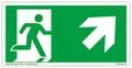 Schild Notausgang | extra langnachleuchtend | PVC selbstklebend 297x148mm | gemäß ASR A1.3 DIN 7010 DIN 67510 | Notausgangsschild rechts schräg aufwärts | Fluchtweg Rettungsweg | Dreifke® extra 160