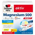Doppelherz Magnesium 500 + B12 + D3 DIRECT mit DEPOT-Funktion - Magnesium als Beitrag für die normale Funktion der Muskeln und des Nervensystems - 60 Portionen Micro-Pellets mit Zitronen-Geschmack