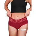 Taynie Periodenslip Deluxe extra stark - Periodenunterwäsche starke Blutung - Damen Auslaufsichere Periodenunterwäsche / Periodenslip aus Bio Baumwolle rot 44