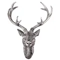 Mojawo Tolles XXL Hirschgeweih Hirschkopf Geweih 10-Ender Silber Optik 48x32x61cm Figur Skulptur Wohndekoration