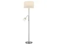 Trio Leuchten Stehleuchte Hotel 403900201, Metall Nickel matt, Stoffschirm Weiß, exkl. 1x E27 + 1x E14, 60 watt